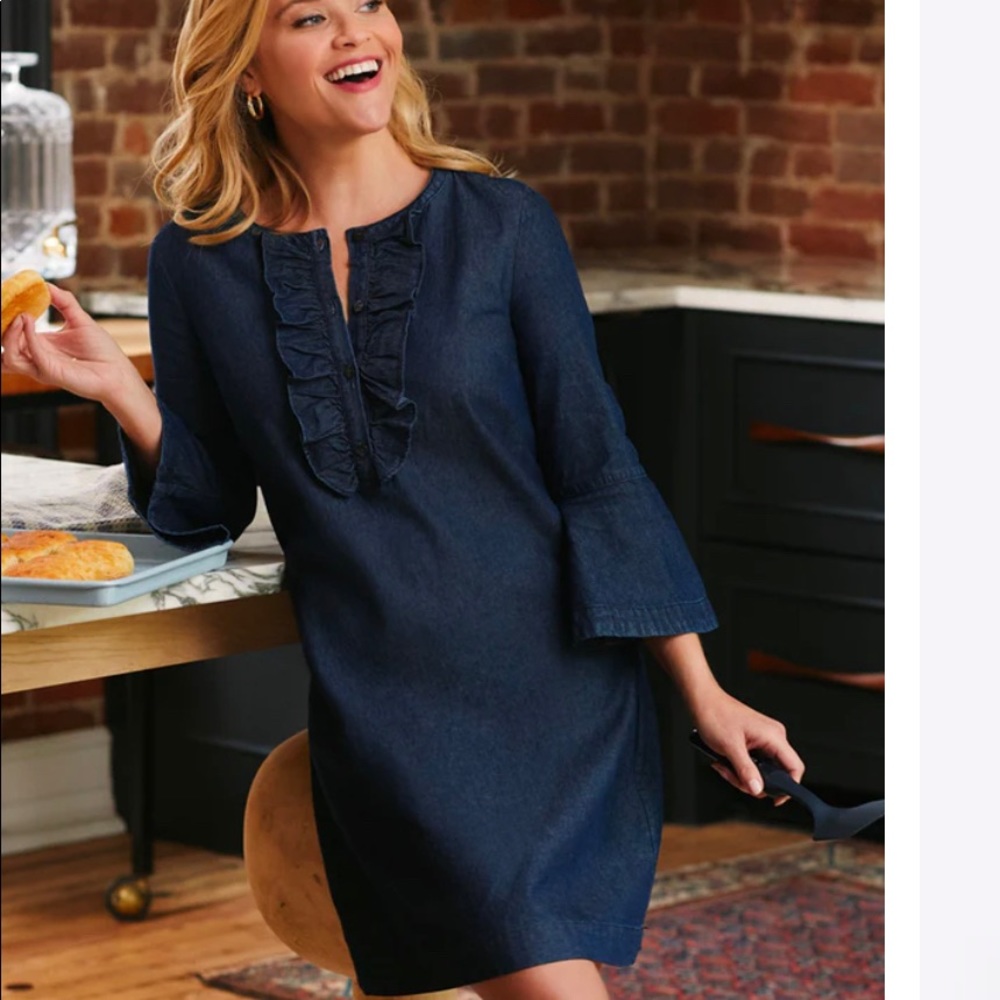 NWT Draper James 3/4 sleeve denim chambray shift dress
